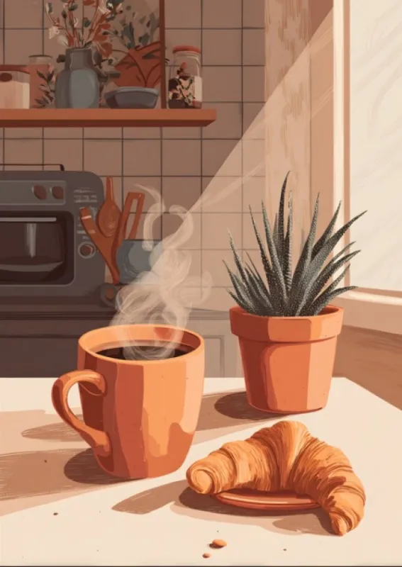 illustrated kitchen still life poster