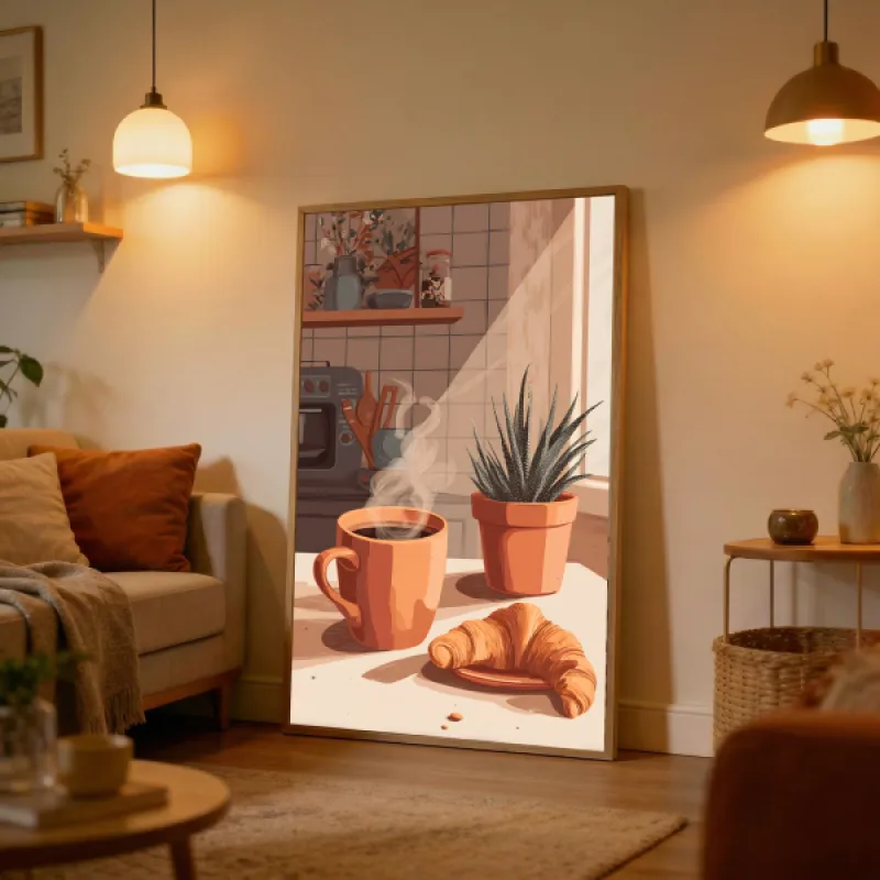 Gezellig Keuken Stilleven Wandkunst Print — Illustratie Poster