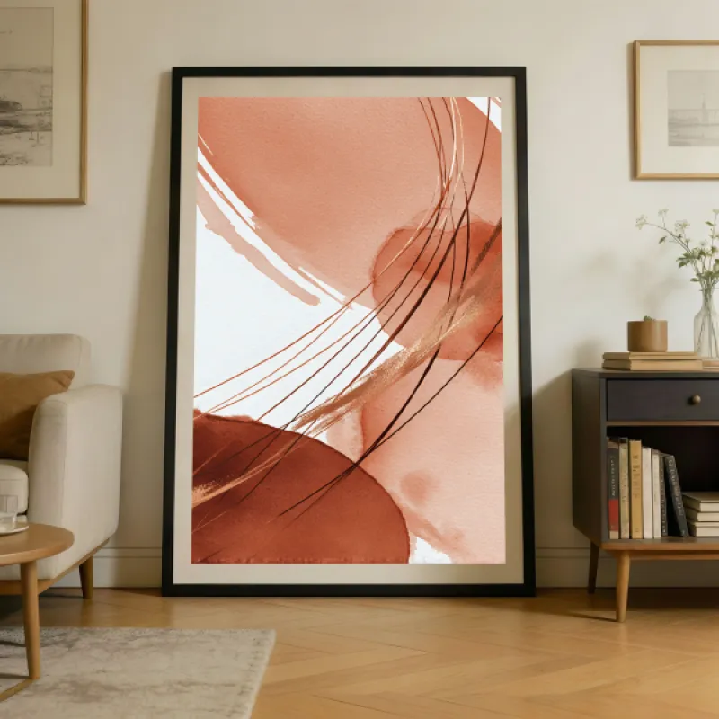 Terracotta Watercolor Abstract Wall Art Print — Earthy Flow Poster
