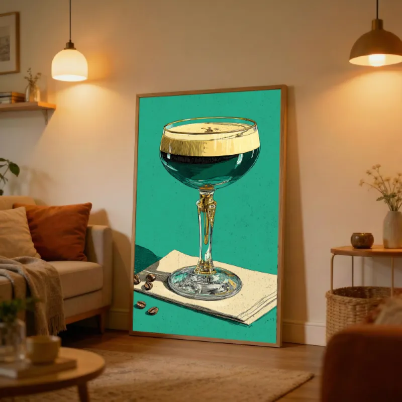 Espresso Martini Vintage Wandkunst Print — Cocktailbar Poster