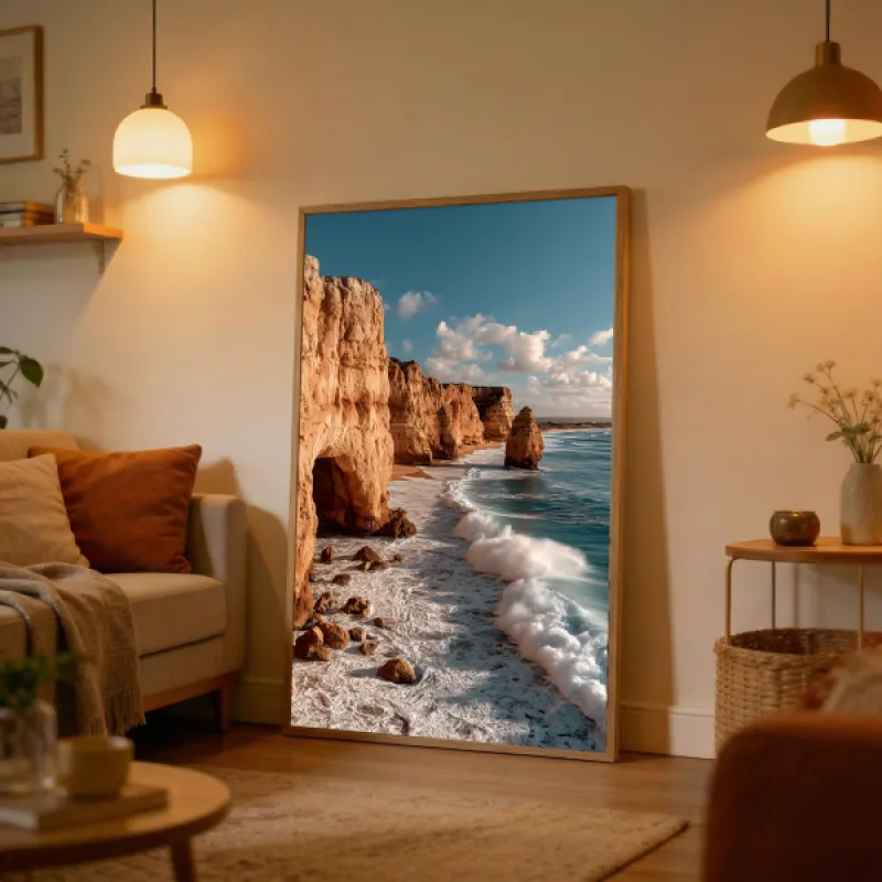 Algarve Gouden Kliffen Kustfotografie Print — Portugal Zee Wandkunst