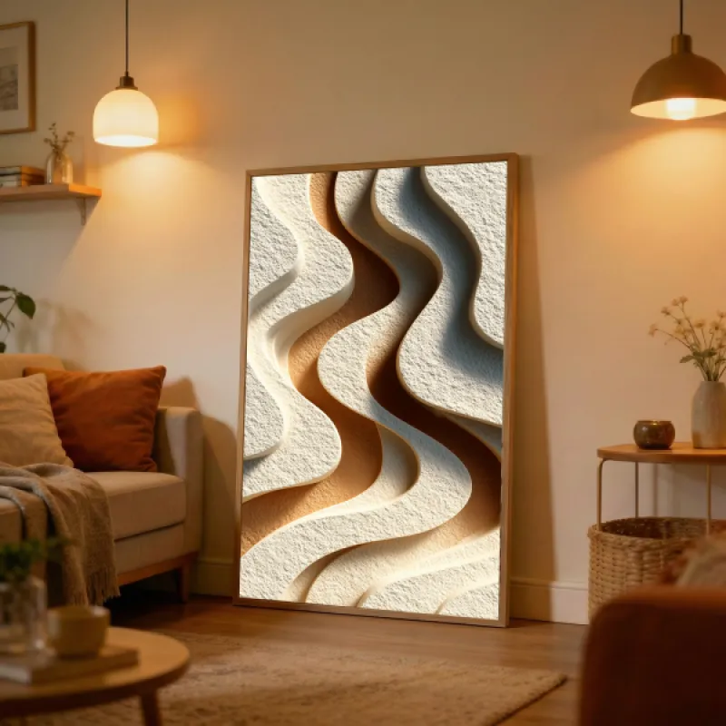 Zandduingolf Abstract Wandkunst Print — Woestijn Textuur Poster