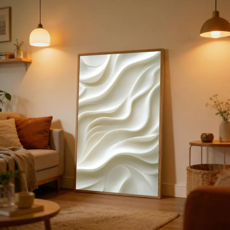 Wit 3D Golf Sculpturaal Abstract Wandkunst Print — Puur Minimalistisch Poster