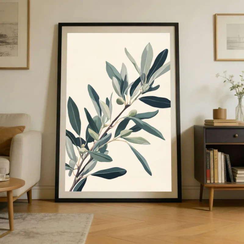 Olive Branch — Minimalist Botanical Illustration Wall Art