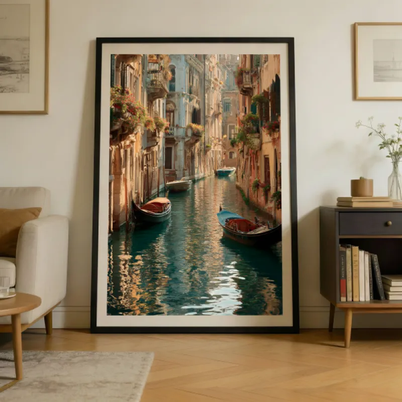 Venice Canal with Gondolas Wall Art Print — Italian Travel Photography Poster
