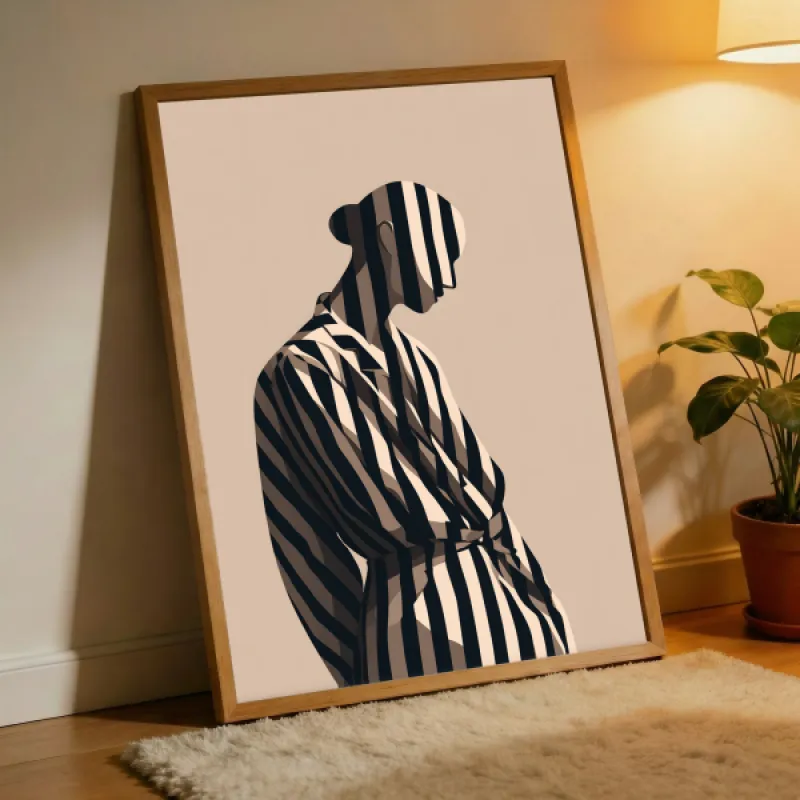 Striped Silence — Minimalist Fashion Figure Print