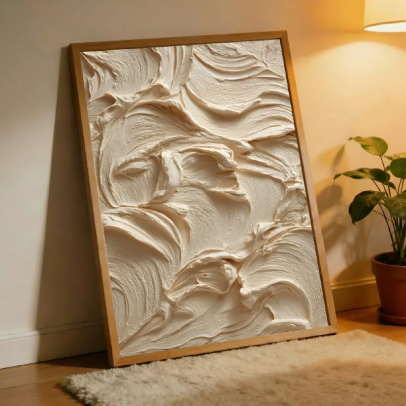 Cream Swirls — Textured Brushstroke Abstract Wall Art