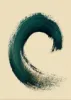 Forest Green Enso Circle Brushstroke Wall Art Print — Zen Abstract Poster